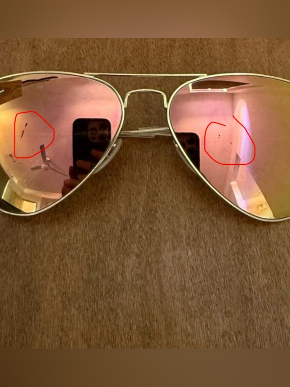 Ray-Ban Gold Frame Sunglasses with Pink Lenses Frame Size 58.14 - Picture 7 of 7